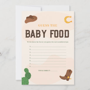 Cowboy rät die Baby Food Baby Shooting Game Card Einladung