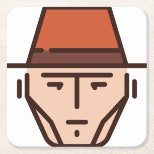 Cowboy Rechteckiger Pappuntersetzer