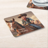 Cowboy Rechteckiger Pappuntersetzer (angewinkelt)