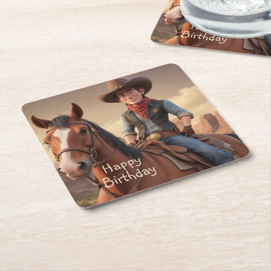 Cowboy Rechteckiger Pappuntersetzer (angewinkelt)