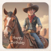 Cowboy Rechteckiger Pappuntersetzer (Vorderseite)