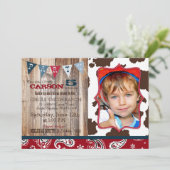 Cowboy Red Bandanna Western Thema Geburtstag Einladung (Stehend Vorderseite)