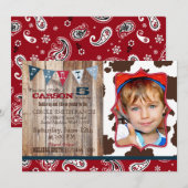 Cowboy Red Bandanna Western Thema Geburtstag Einladung (Vorne/Hinten)