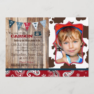 Cowboy Red Bandanna Western Thema Geburtstag Einladung