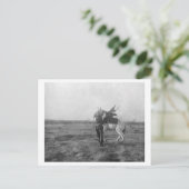 Cowboy "Red Saunders" Saddles a Bronco Postkarte (Stehend Vorderseite)