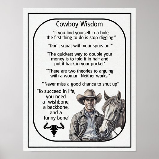 Cowboy-Regeln und Weisheit Poster (Vorne)