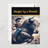 Cowboy-Reitbulle in der Arena Postkarte (Vorne/Hinten)