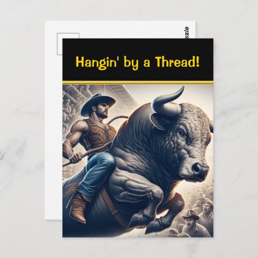 Cowboy-Reitbulle in der Arena Postkarte (Vorne/Hinten)