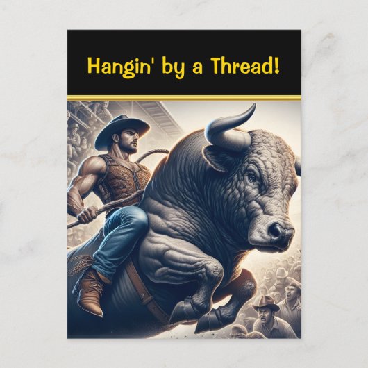 Cowboy-Reitbulle in der Arena Postkarte (Vorderseite)