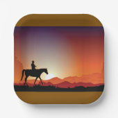 Cowboy reiten auf einem Pferdepapier-Teller Pappteller (Vorderseite)