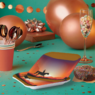 Cowboy reiten auf einem Pferdepapier-Teller Pappteller