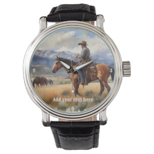 Cowboy reiten bei einem Bay Pferd Armbanduhr