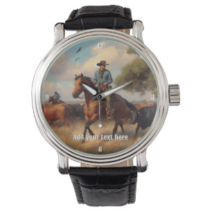 Cowboy reiten bei einem Bay Pferd Armbanduhr