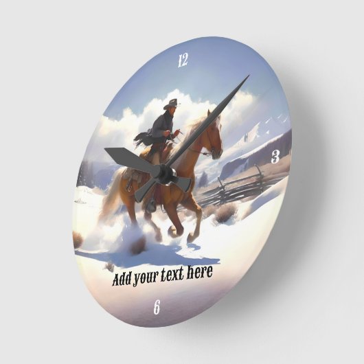 Cowboy Reiten beim Palomino Pferd Runde Wanduhr (Winkel)