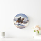 Cowboy Reiten beim Palomino Pferd Runde Wanduhr (Zuhause)