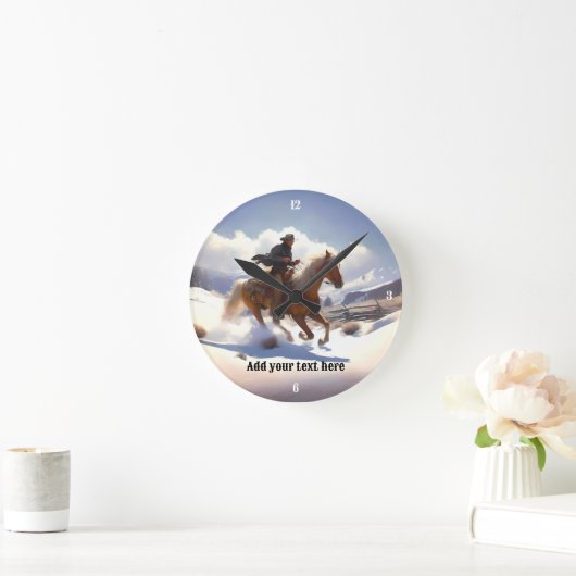 Cowboy Reiten beim Palomino Pferd Runde Wanduhr (Zuhause)