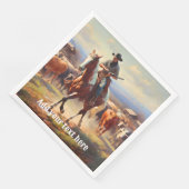 Cowboy reiten ein Paint Horse Serviette (Ecke)