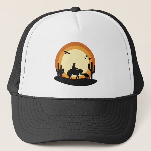 Cowboy reiten in der Wüste Truckerkappe (Vorderseite)