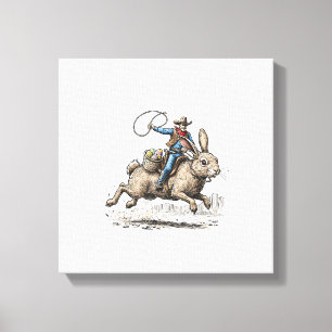 Cowboy reitet auf Osterhasen Western Howdy Oster F Leinwanddruck