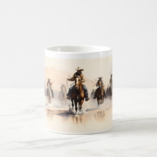 Cowboy reitet das Pferd Kaffeetasse (Mittel)