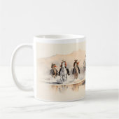 Cowboy reitet das Pferd Kaffeetasse (Links)