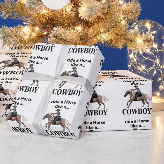 Cowboy reitet ein Pferd wie ein Cowboy Geschenkpapier (Feiertage)