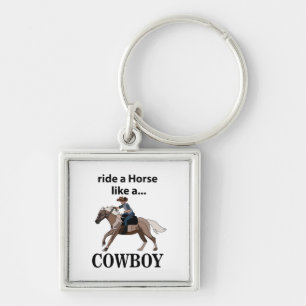 Cowboy reitet ein Pferd wie ein Cowboy Schlüsselanhänger
