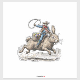 Cowboy Reitet Ostern Bunny Western Howdy Ostern Fu Aufkleber