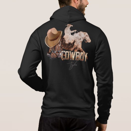 Cowboy reitet Western Stiefel Cowboyhut Hoodie (Rückseite)