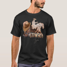 Cowboy reitet Western Stiefel Cowboyhut T-Shirt