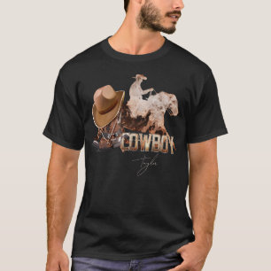 Cowboy reitet Western Stiefel Cowboyhut T-Shirt