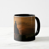 Cowboy Reitpferd bei Sonnenuntergang Tasse (VorderseiteRechts)