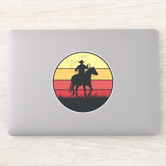Cowboy Reitpferd Vintag Sunset Texas Boy Geschenk Aufkleber (Computer)