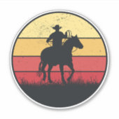 Cowboy Reitpferd Vintag Sunset Texas Boy Geschenk Aufkleber (Vorderseite)