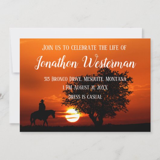 Cowboy Reitpferde am Sonntag Einladung (Rückseite)