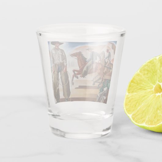 Cowboy Reitpferde Schnapsglas (Rückseite)