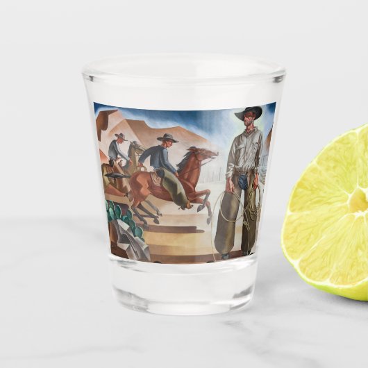 Cowboy Reitpferde Schnapsglas (Vorderseite)