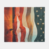 Cowboy-Rennen in Flag Sunset Fleecedecke (Vorderseite (Horizontal))