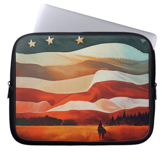 Cowboy-Rennen in Flag Sunset Laptopschutzhülle (Vorderseite)