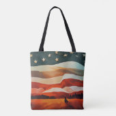 Cowboy-Rennen in Flag Sunset Tasche (Rückseite)