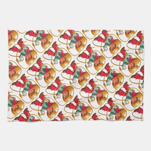 Cowboy Retro Boy Kind Niedlicher Western Geschirrtuch (Horizontal)