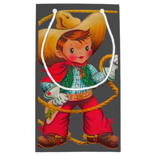 Cowboy Retro Boy Kind Niedlicher Western Kleine Geschenktüte (Rückseite)