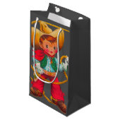 Cowboy Retro Boy Kind Niedlicher Western Kleine Geschenktüte (Vorderseite Schrägansicht)
