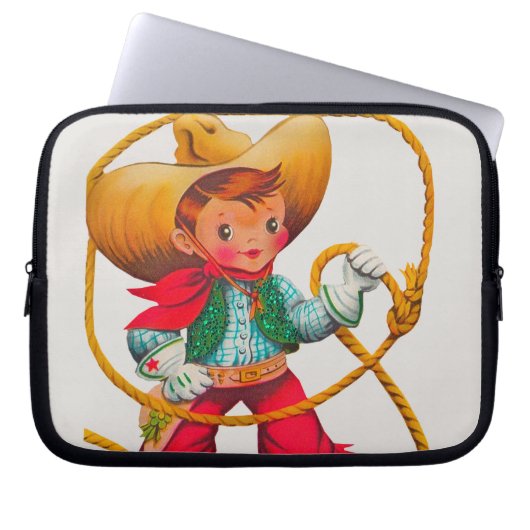 Cowboy Retro Boy Kind Niedlicher Western Laptopschutzhülle (Vorderseite)