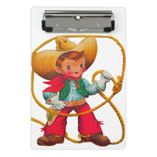 Cowboy Retro Boy Kind Niedlicher Western Mini Klemmbrett