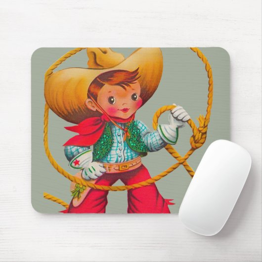 Cowboy Retro Boy Kind Niedlicher Western Mousepad (Mit Mouse)