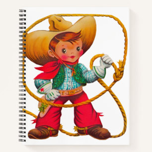 Cowboy Retro Boy Kind Niedlicher Western Notizblock
