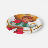 Cowboy Retro Boy Kind Niedlicher Western Pappteller (Schrägansicht)