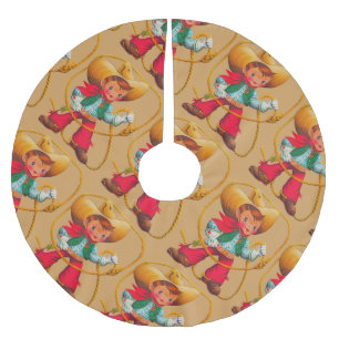 Cowboy Retro Boy Kind Niedlicher Western Polyester Weihnachtsbaumdecke