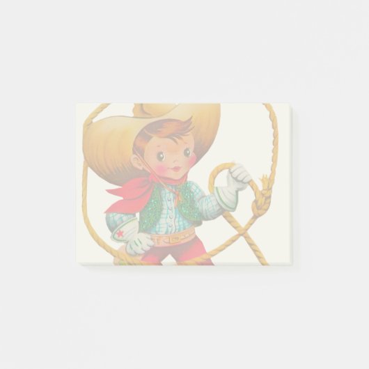 Cowboy Retro Boy Kind Niedlicher Western Post-it Klebezettel (Vorderseite)